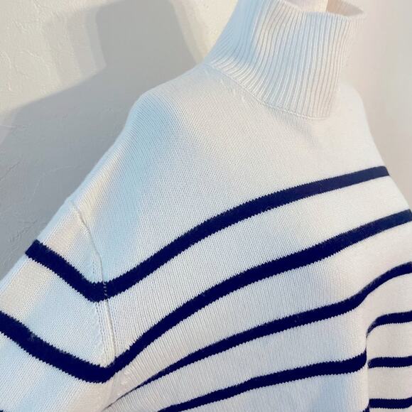 ANINE BING COURTNEY SWEATER Ivory & Black Stripe Cashmere Turtleneck Sweater XS - Picture 6 of 7
